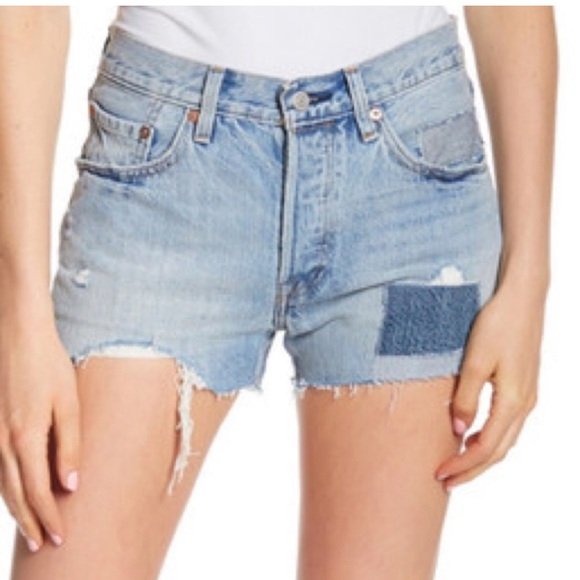Levi's 501 button fly cutoff distressed shorts - Picture 1 of 9